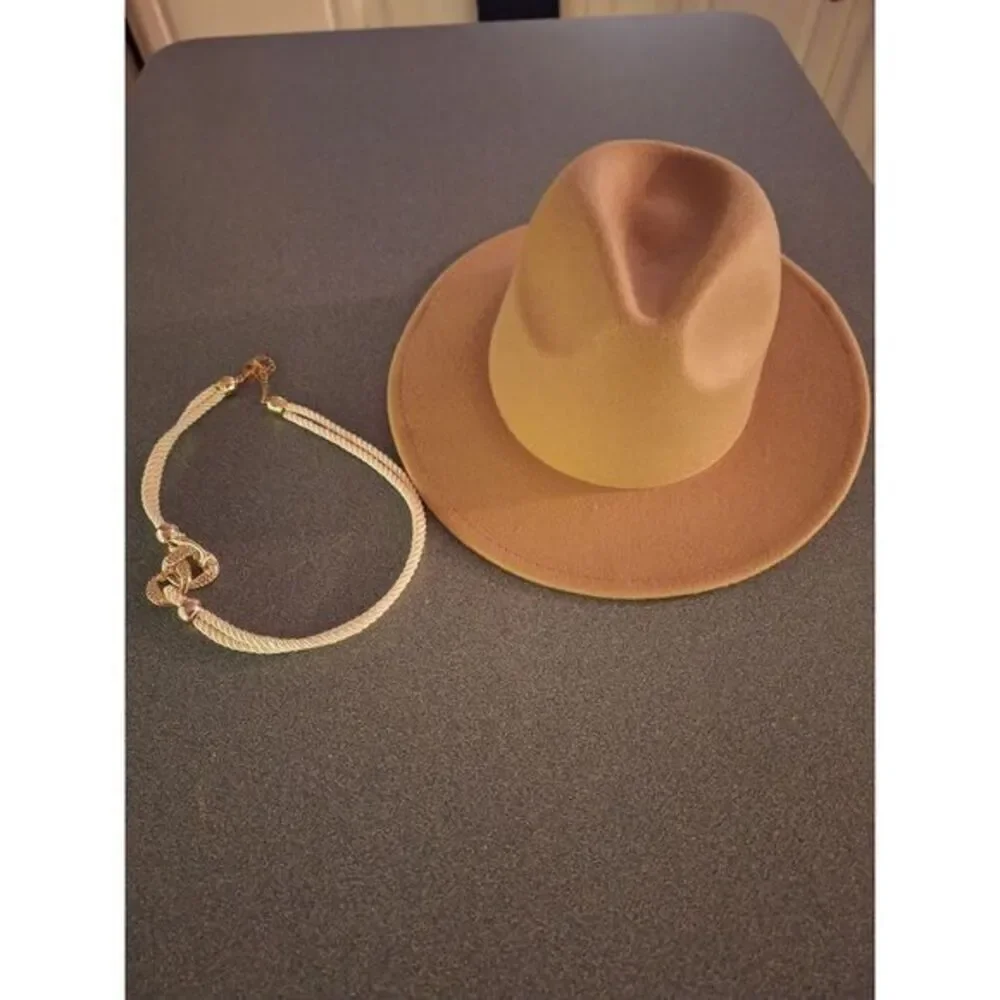 Trendy Rope Strap Fedoras Cap Classic British Style Wide Brim Sun‎ Hat Unisex